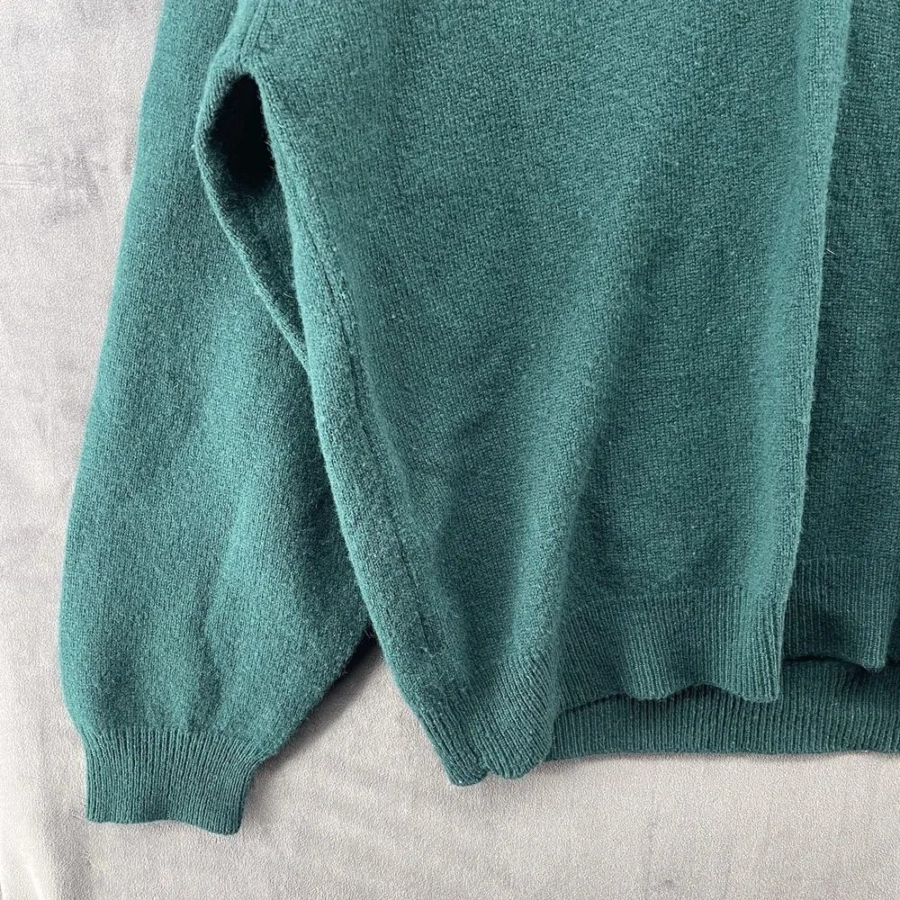 Vintage Club Room 100% Lambswool Green V-Neck Sweater Mens Size L Rare